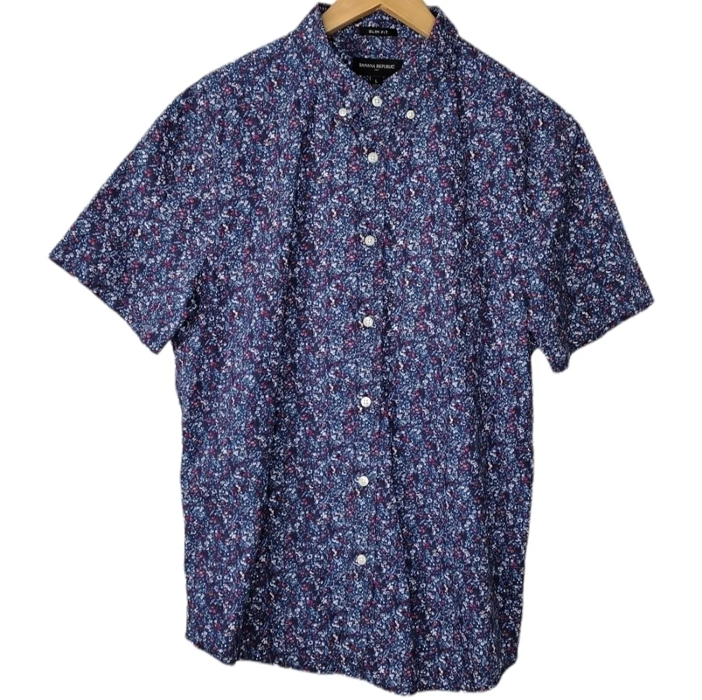 Banana Republic Slim Fit Short Sleeve Casual Button Down Shirt
